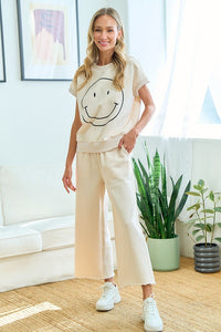 First Love Solid Color Cropped Pants in Ivory Pants First Love   