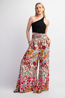 GiGio Floral Print Pants in Rose Pink