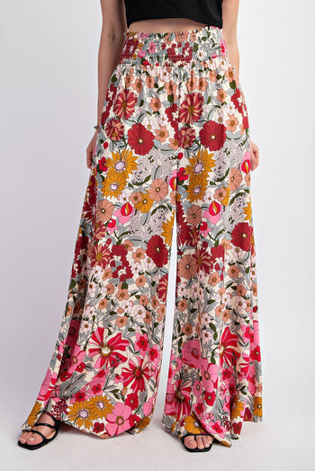 GiGio Floral Print Pants in Rose Pink
