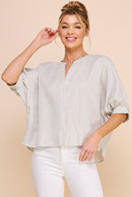 Load image into Gallery viewer, Allie Rose Pinstripe Seersucker Shirt in Sage Shirts &amp; Tops Allie Rose   
