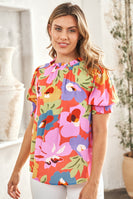 Hailey & Co Floral Print Top in Red