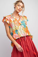 Load image into Gallery viewer, Easel Peach Blossom Printed Top in Sage Shirts &amp; Tops Easel   
