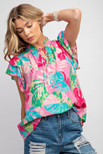 Load image into Gallery viewer, Easel Peach Blossom Printed Top in Bubble Gum Shirts &amp; Tops Easel   

