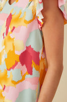 Hayden Abstract Print Top in Pink Mix Shirts & Tops Hayden   