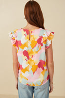 Hayden Abstract Print Top in Pink Mix Shirts & Tops Hayden   