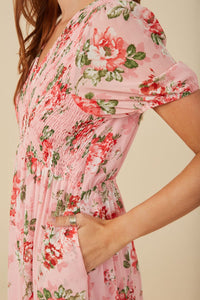 Hayden Floral Print Maxi Dress in Pink