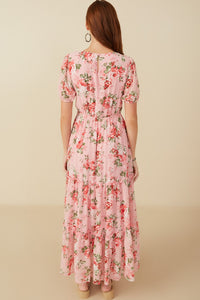 Hayden Floral Print Maxi Dress in Pink