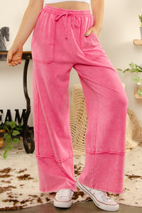 BlueVelvet Cotton Terry Knit Pants in Hot Pink Pants BlueVelvet   