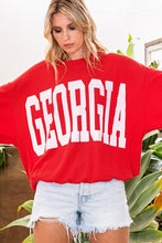Load image into Gallery viewer, BucketList Oversized Ribbed GEORGIA Print Top in Georgia Red
