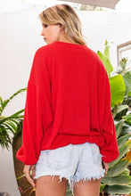 Load image into Gallery viewer, BucketList Oversized Ribbed GEORGIA Print Top in Georgia Red
