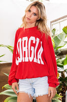 BucketList Oversized Ribbed GEORGIA Print Top in Georgia Red