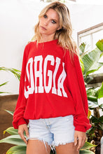 Load image into Gallery viewer, BucketList Oversized Ribbed GEORGIA Print Top in Georgia Red
