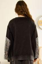 Load image into Gallery viewer, BlueVelvet Oversized Top with Contrasting Sleeves in Black-Charcoal
