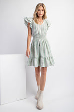 Load image into Gallery viewer, Easel Striped Cotton Voile Dress in Sage Dresses Easel   
