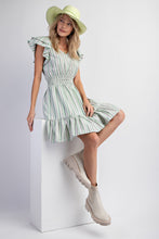 Load image into Gallery viewer, Easel Striped Cotton Voile Dress in Sage Dresses Easel   
