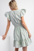 Load image into Gallery viewer, Easel Striped Cotton Voile Dress in Sage Dresses Easel   
