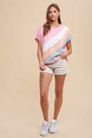 AnnieWear Asymmetrical Color Block Top in Candy Pink Combo ON ORDER Shirts & Tops AnnieWear   