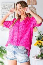 Load image into Gallery viewer, First Love Solid Color Textured Top in Hot Pink Shirts &amp; Tops First Love   
