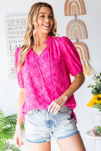 Load image into Gallery viewer, First Love Solid Color Textured Top in Hot Pink Shirts &amp; Tops First Love   
