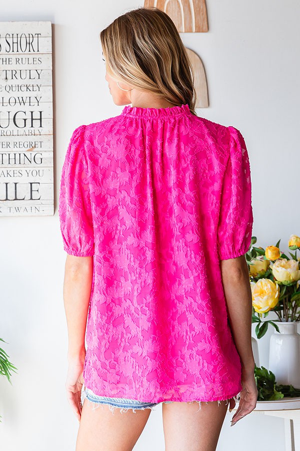 First Love Solid Color Textured Top in Hot Pink – June Adel