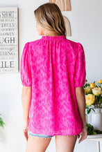 Load image into Gallery viewer, First Love Solid Color Textured Top in Hot Pink Shirts &amp; Tops First Love   
