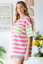 Load image into Gallery viewer, First Love Striped Color Block Cotton Top in Pink Multi
