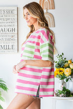 Load image into Gallery viewer, First Love Striped Color Block Cotton Top in Pink Multi

