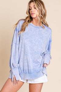 Sewn+Seen Oversized Top with Slit Details in Blue Shirts & Tops Sewn+Seen   