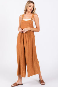 Sewn+Seen Mineral Washed Overall Jumpsuit in Camel Jumpsuit Sewn+Seen   