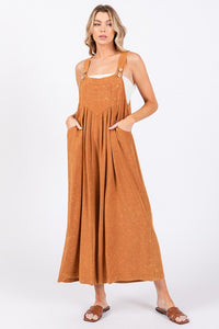Sewn+Seen Mineral Washed Overall Jumpsuit in Camel Jumpsuit Sewn+Seen   