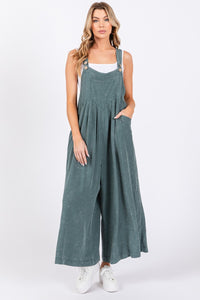 Sewn+Seen Mineral Washed Overall Jumpsuit in Sage Green Jumpsuit Sewn+Seen   
