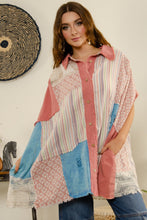 Load image into Gallery viewer, BlueVelvet Multi Printed Fabric Button Down Poncho Top in Pink Combo Shirts &amp; Tops BlueVelvet   
