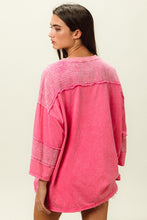 Load image into Gallery viewer, BiBi Solid Color Jersey Knit and Gauze Top in Fuchsia Shirts &amp; Tops BiBi   
