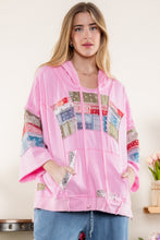 Load image into Gallery viewer, BlueVelvet Multi Print Patchwork Hoodie Top in Pink Multi Shirts &amp; Tops BlueVelvet   
