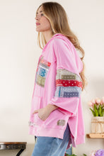 Load image into Gallery viewer, BlueVelvet Multi Print Patchwork Hoodie Top in Pink Multi Shirts &amp; Tops BlueVelvet   
