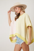 Load image into Gallery viewer, Peach Love Mixed Color Striped Oversized Top in Pink/Yellow Shirts &amp; Tops Peach Love California   
