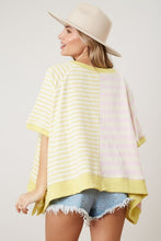 Load image into Gallery viewer, Peach Love Mixed Color Striped Oversized Top in Pink/Yellow Shirts &amp; Tops Peach Love California   
