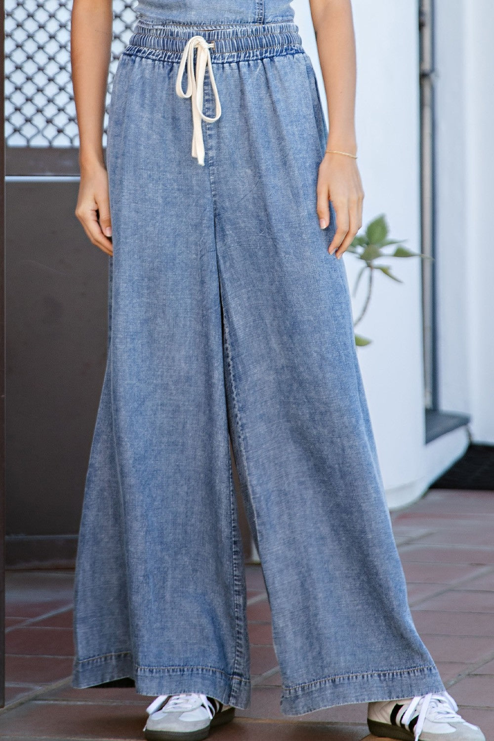 ee:some Mineral Washed Straight Leg Pants in Denim – June Adel