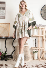 Load image into Gallery viewer, BlueVelvet Floral Embroidery Mini Dress in Taupe/Olive Dress BlueVelvet   
