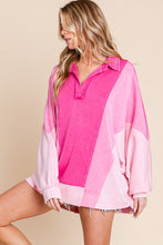 Load image into Gallery viewer, Sewn+Seen Oversized Color Block Scuba Top in Pink Shirts &amp; Tops Sewn+Seen   
