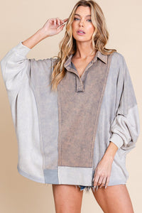 Sewn+Seen Oversized Color Block Scuba Top in Grey Shirts & Tops Sewn+Seen   