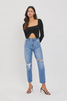Cello Jeans High Rise Ankle Length Mom Jeans in Medium Denim