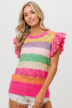 Load image into Gallery viewer, BiBi Open Knit Pointelle Top in Fuchsia Combo Shirts &amp; Tops BiBi   
