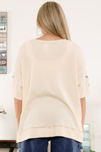 Load image into Gallery viewer, BlueVelvet Thermal Star Patched and Beaded Top in Taupe-Brown Shirts &amp; Tops BlueVelvet   
