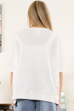 Load image into Gallery viewer, BlueVelvet Thermal Star Patched and Beaded Top in Pink-White
