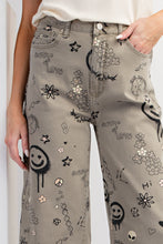 Load image into Gallery viewer, Easel Mixed Fun Print Denim Twill Pants in Faded Olive Pants Easel   
