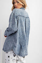 Load image into Gallery viewer, Easel Stone Washed Button Down Top in Washed Denim Shirts &amp; Tops Easel   
