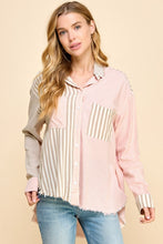 Load image into Gallery viewer, Millibon Multi Stripe Button Down Top in Taupe/Pink Shirts &amp; Tops Millibon   
