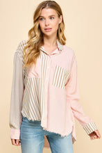 Load image into Gallery viewer, Millibon Multi Stripe Button Down Top in Taupe/Pink Shirts &amp; Tops Millibon   
