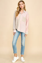 Load image into Gallery viewer, Millibon Multi Stripe Button Down Top in Taupe/Pink Shirts &amp; Tops Millibon   
